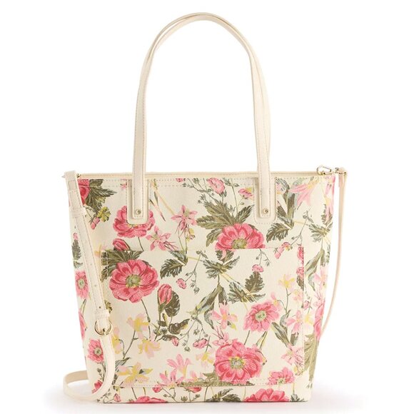🆕 LC Lauren Conrad May Presley Tote Bag | Ivory Mila Botanical Print | 5626 - Picture 1 of 3